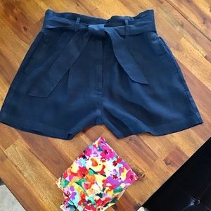 Artisan NY Shorts Navy Blue Linen High Waisted 8